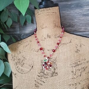 Apple Beaded Jeweled Necklace NEW